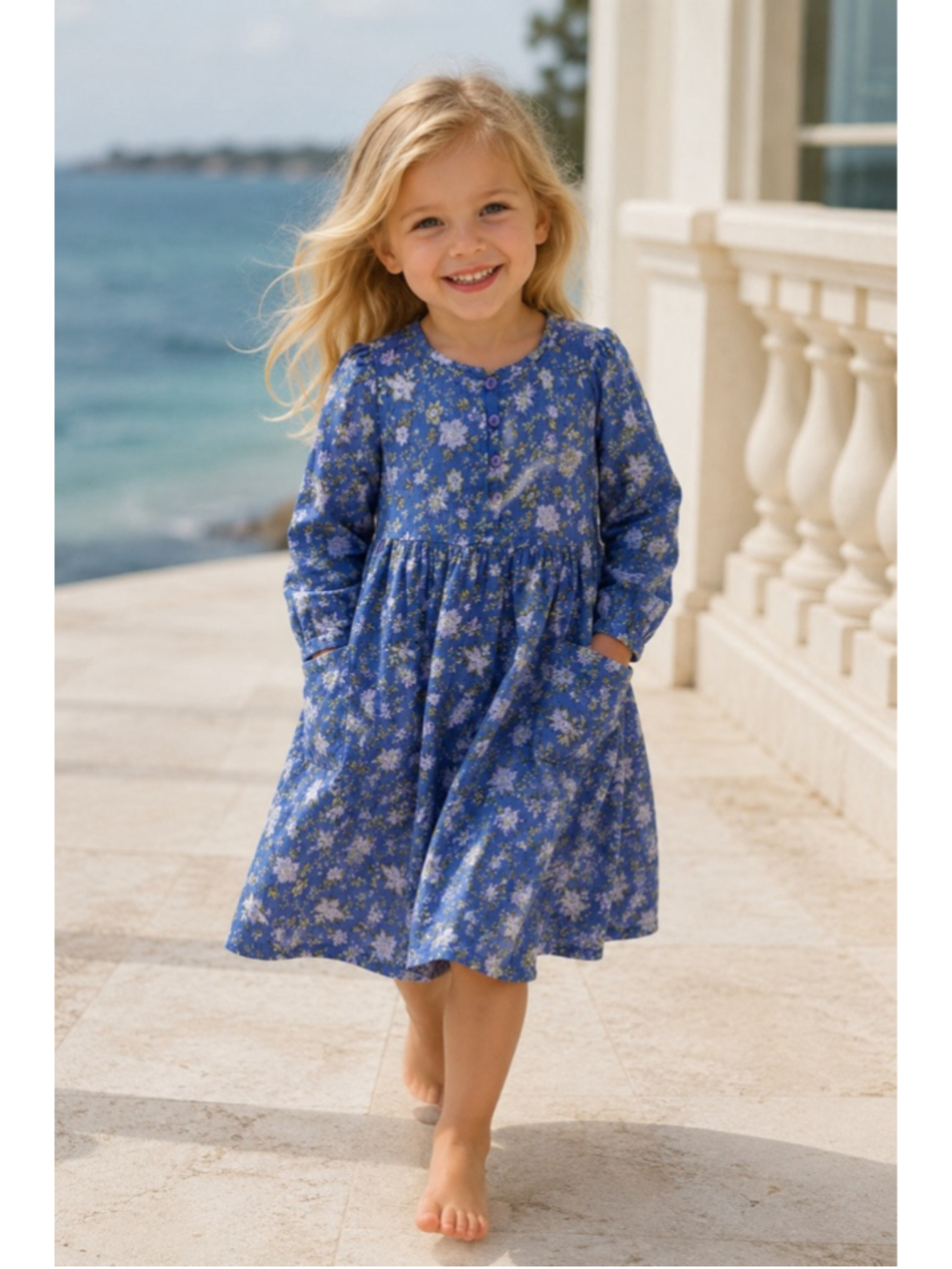April Cornell Blue Floral Dress Prairie Cottagecore Girls 3 4 Boho Heirloom